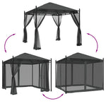 Paviljong Med Nettingvegger Antrasitt 2,93X2,93 M Stål