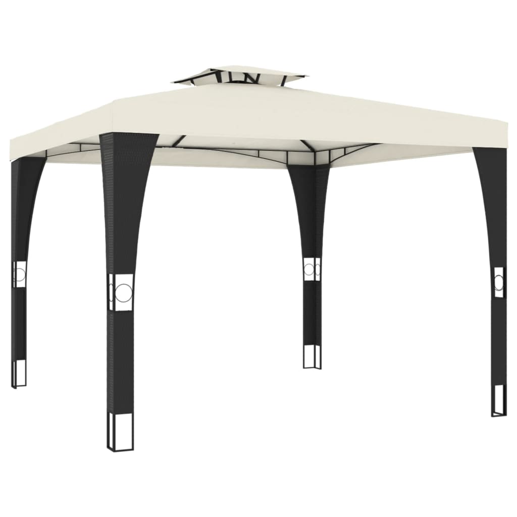 Paviljong Med Dobbelttak Kremhvit 2,98X2,98 M Stål