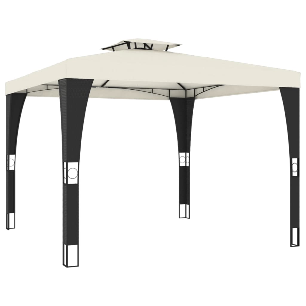 Paviljong Med Dobbelttak Kremhvit 2,98X2,98 M Stål