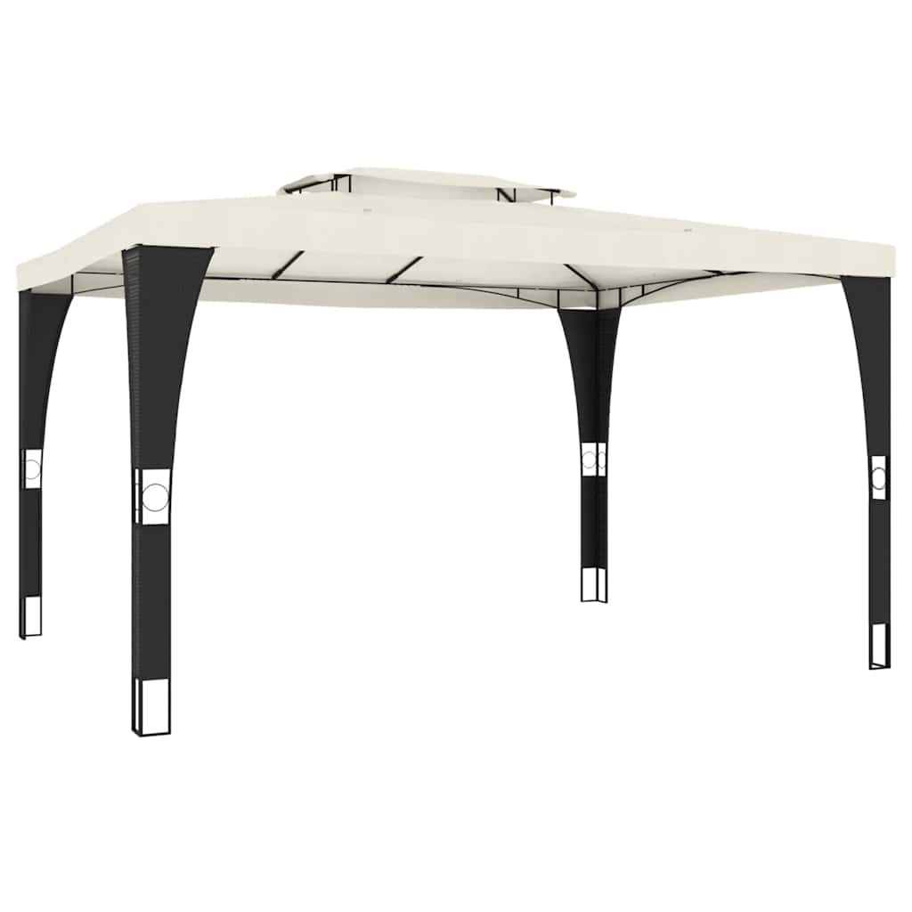Paviljong Med Dobbelttak Kremhvit 3,98X2,98 M Stål