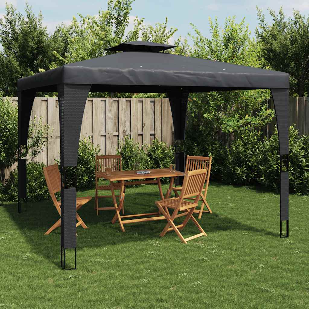 Paviljong Med Dobbelttak Antrasitt 3,98X2,98 M Stål