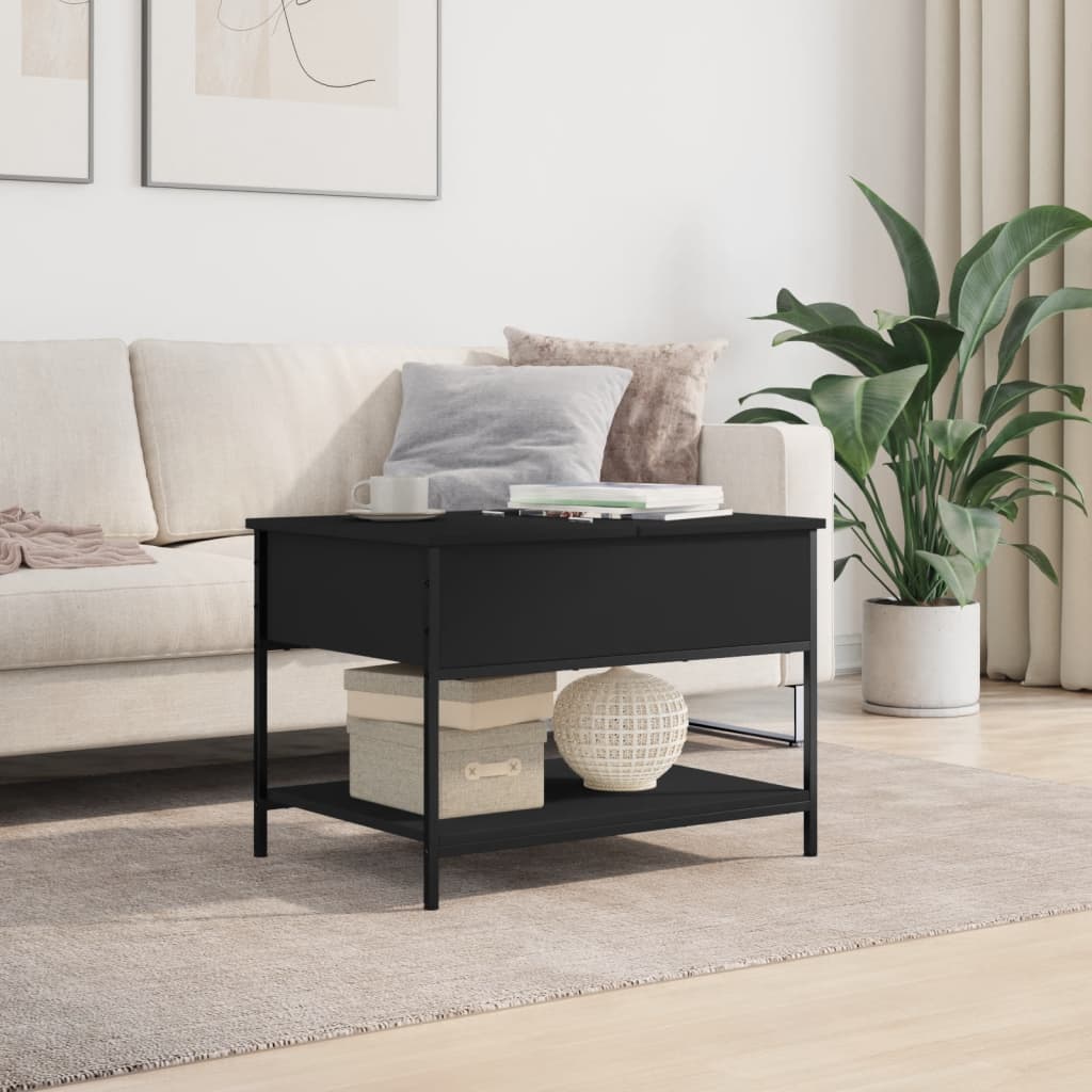 Salongbord Svart 70X50X50 Cm Konstruert Tre Og Metall