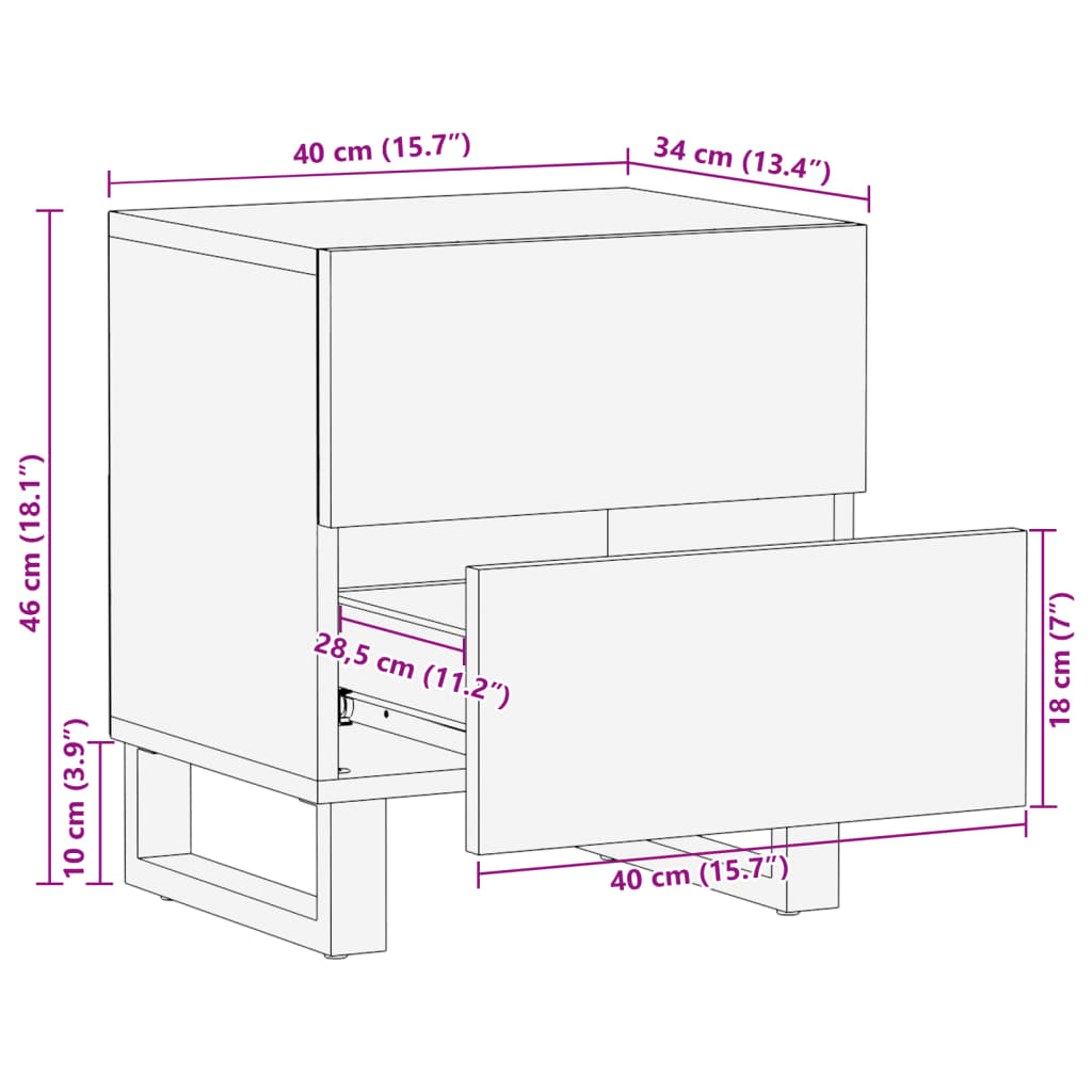 Nattbord 40X34X46 Cm Heltre Bleket Mango