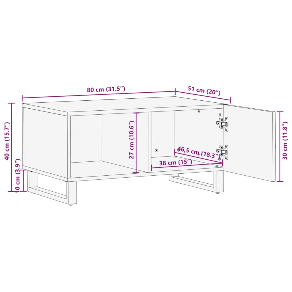 Salongbord Brun 80X51X40 Cm Heltre Mango