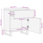 Nattbord Hvit 50X34X60 Cm Heltre Mango