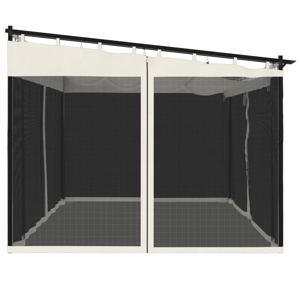 Paviljong Med Nettingvegger Kremhvit 4X3 M Stål