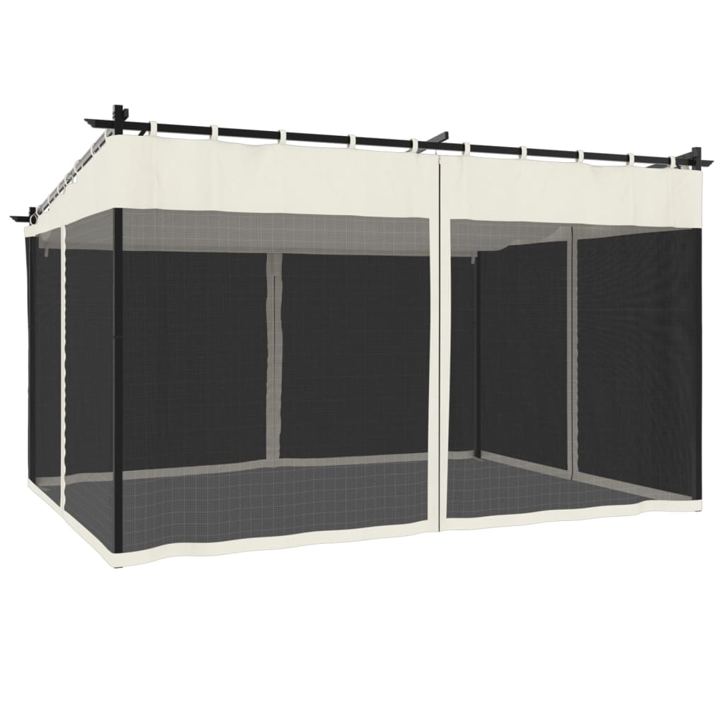 Paviljong Med Nettingvegger Kremhvit 4X3 M Stål