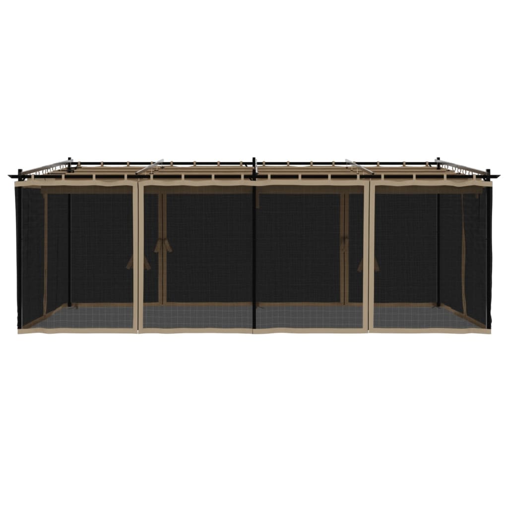 Paviljong Med Nettingvegger Gråbrun 6X3 M Stål