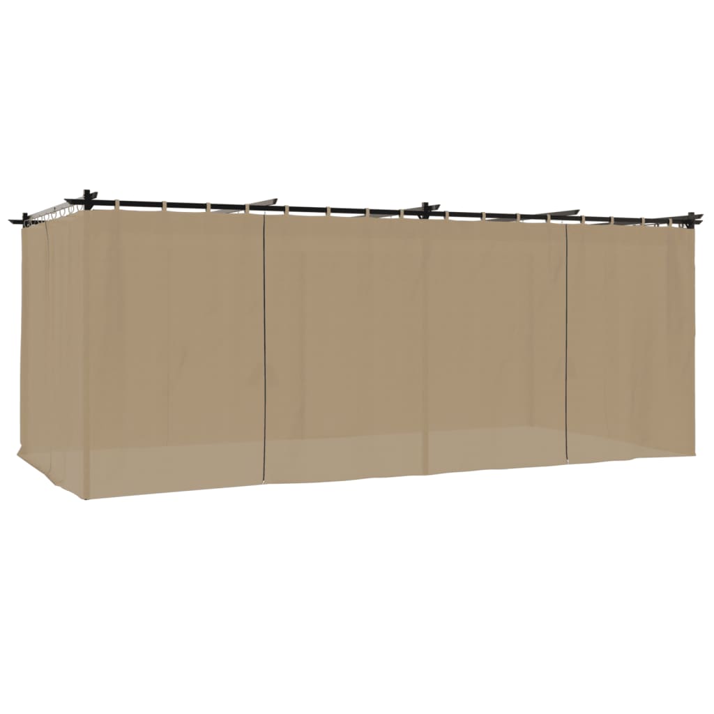 Paviljong Med Gardiner Gråbrun 6X3 M Stål