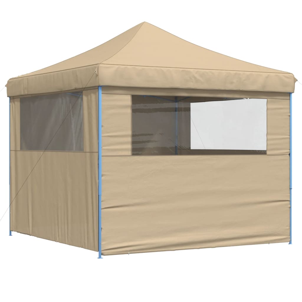 Sammenleggbart Partytelt Pop-Up Med 4 Sidevegger Beige