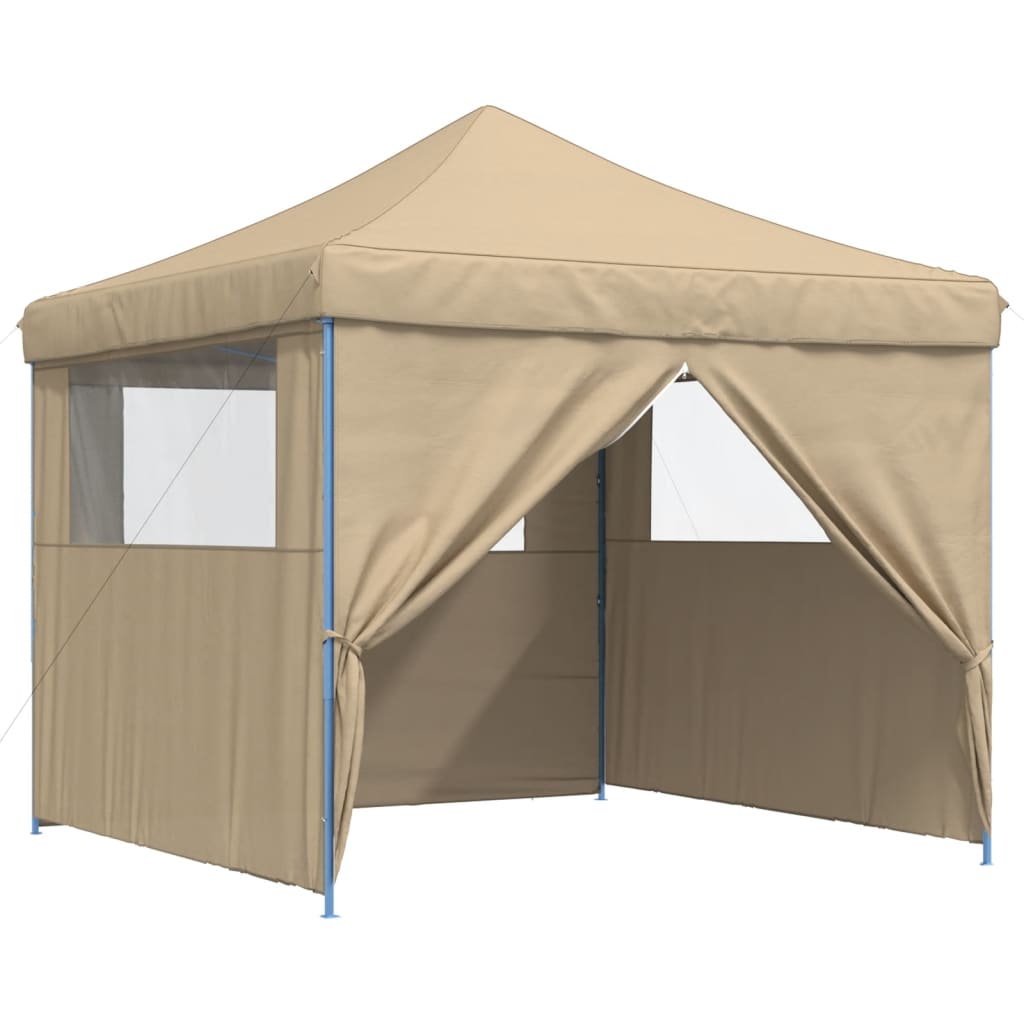 Sammenleggbart Partytelt Pop-Up Med 4 Sidevegger Beige