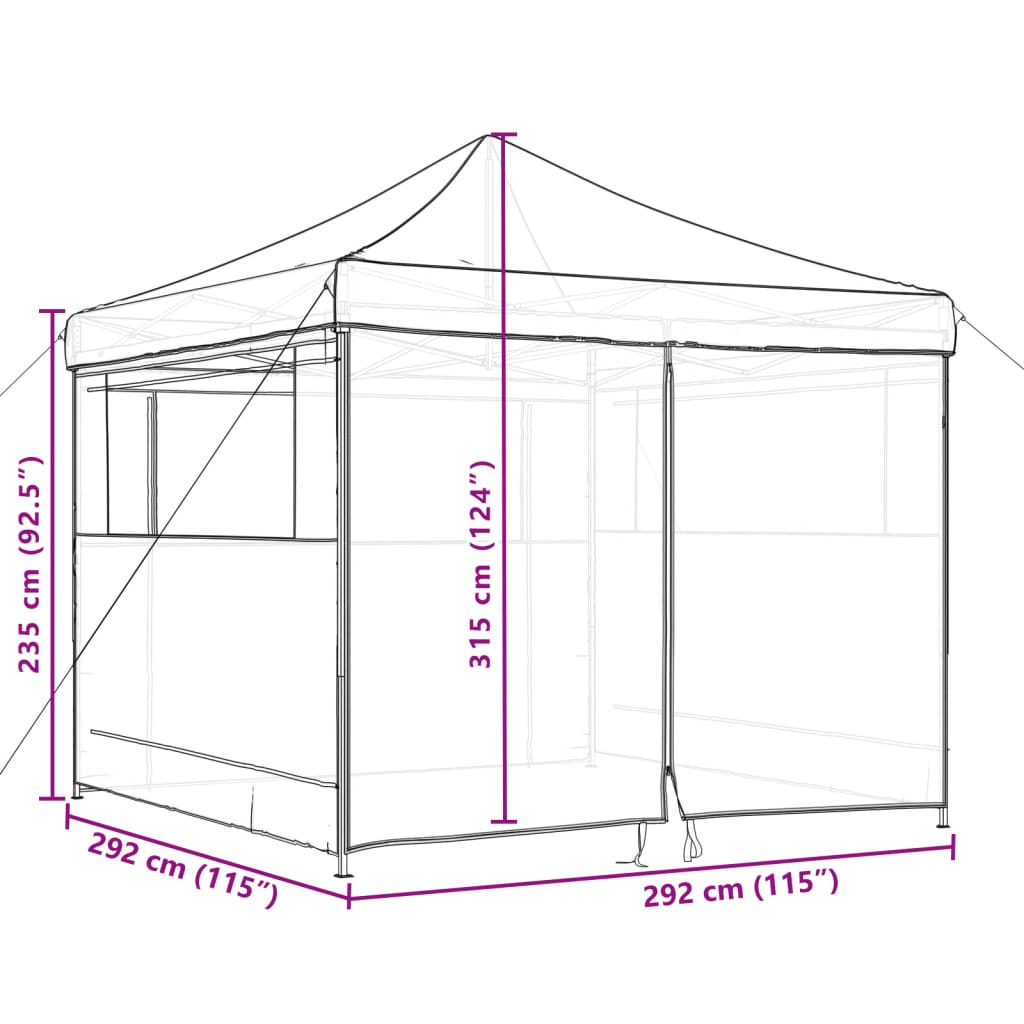 Sammenleggbart Partytelt Pop-Up Med 4 Sidevegger Beige