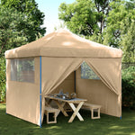 Sammenleggbart Partytelt Pop-Up Med 4 Sidevegger Beige