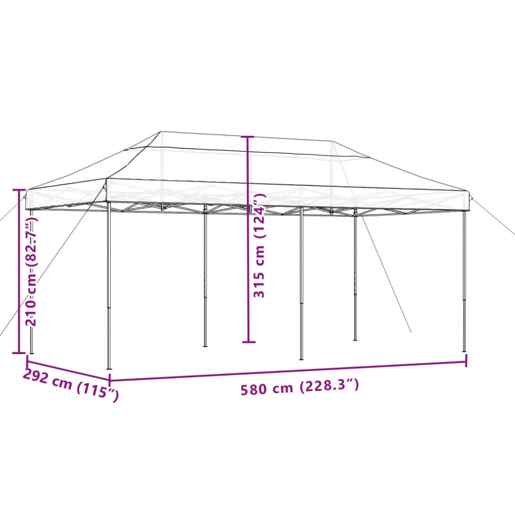 Sammenleggbart Partytelt Pop-Up Beige 580X292X315 Cm