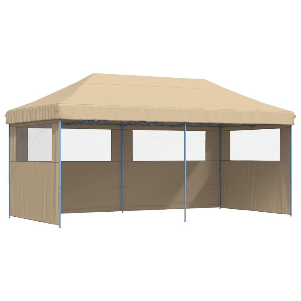 Sammenleggbart Partytelt Pop-Up Med 3 Sidevegger Beige