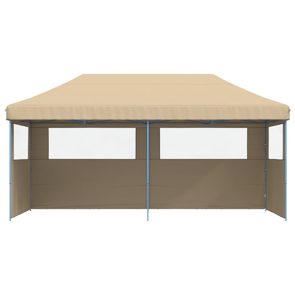 Sammenleggbart Partytelt Pop-Up Med 3 Sidevegger Beige