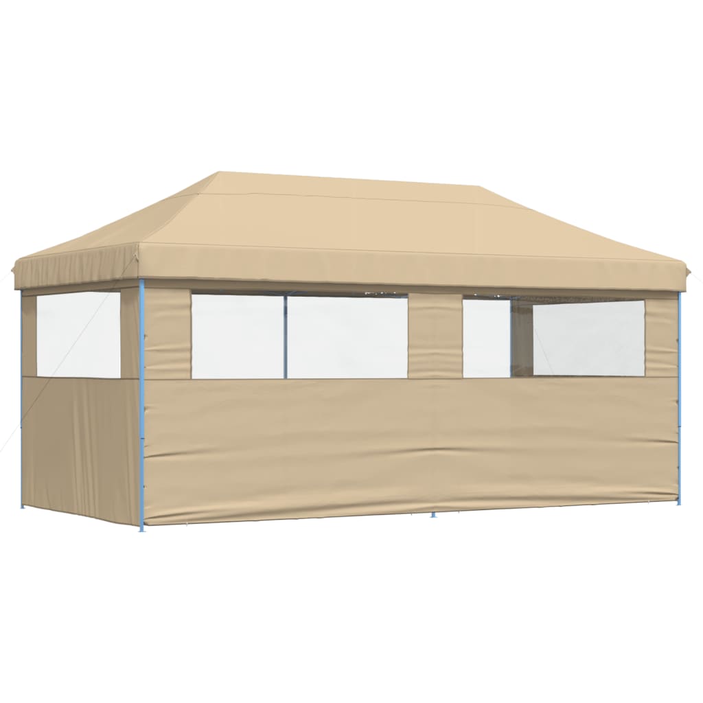 Sammenleggbart Partytelt Pop-Up Med 3 Sidevegger Beige
