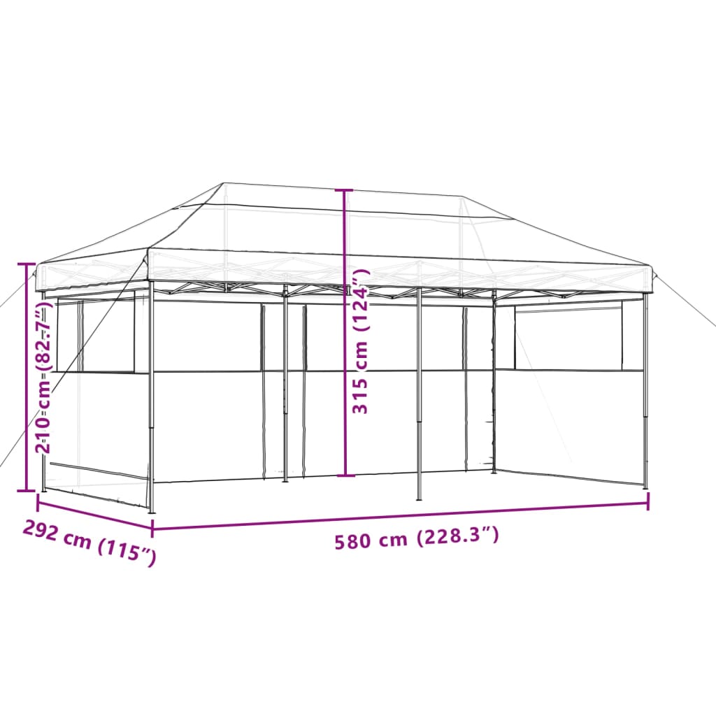 Sammenleggbart Partytelt Pop-Up Med 3 Sidevegger Beige
