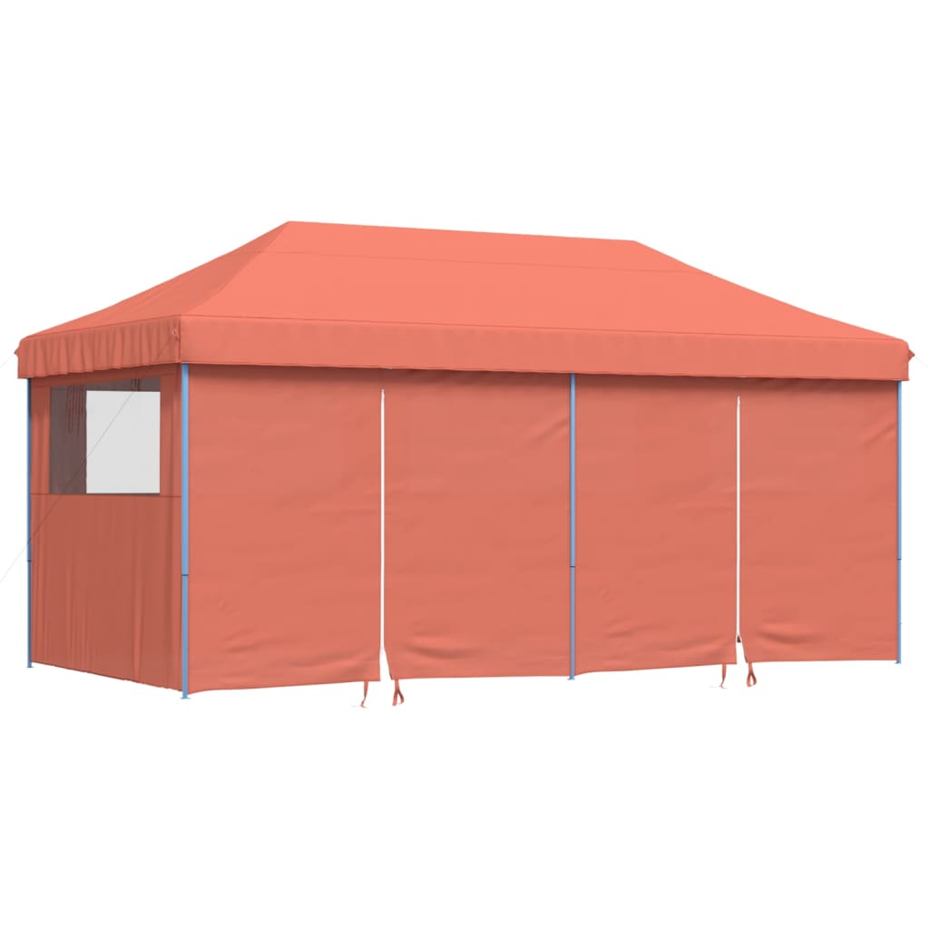 Sammenleggbart Partytelt Pop-Up Med 4 Sidevegger Terrakotta
