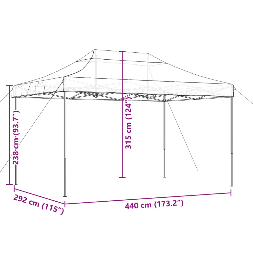 Sammenleggbart Partytelt Pop-Up Burgunder 440X292X315 Cm