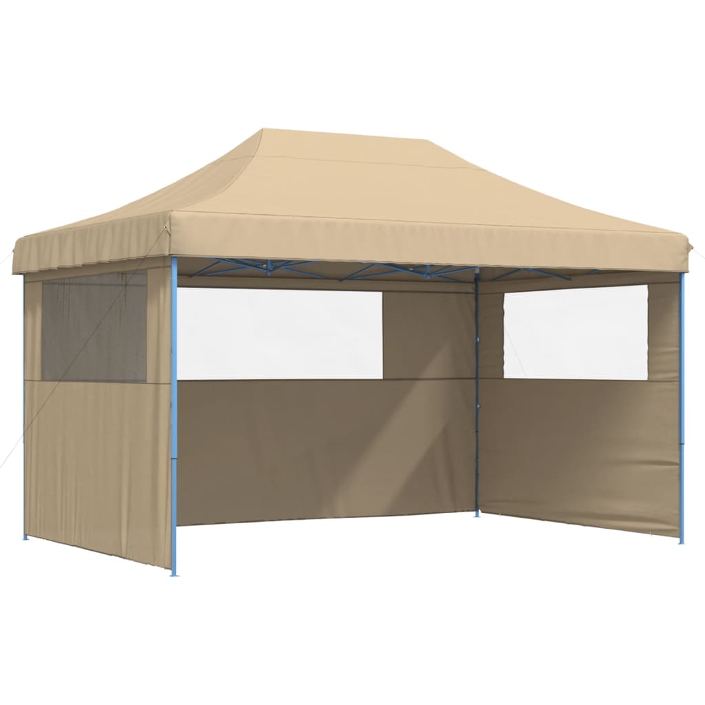 Sammenleggbart Partytelt Pop-Up Med 3 Sidevegger Beige