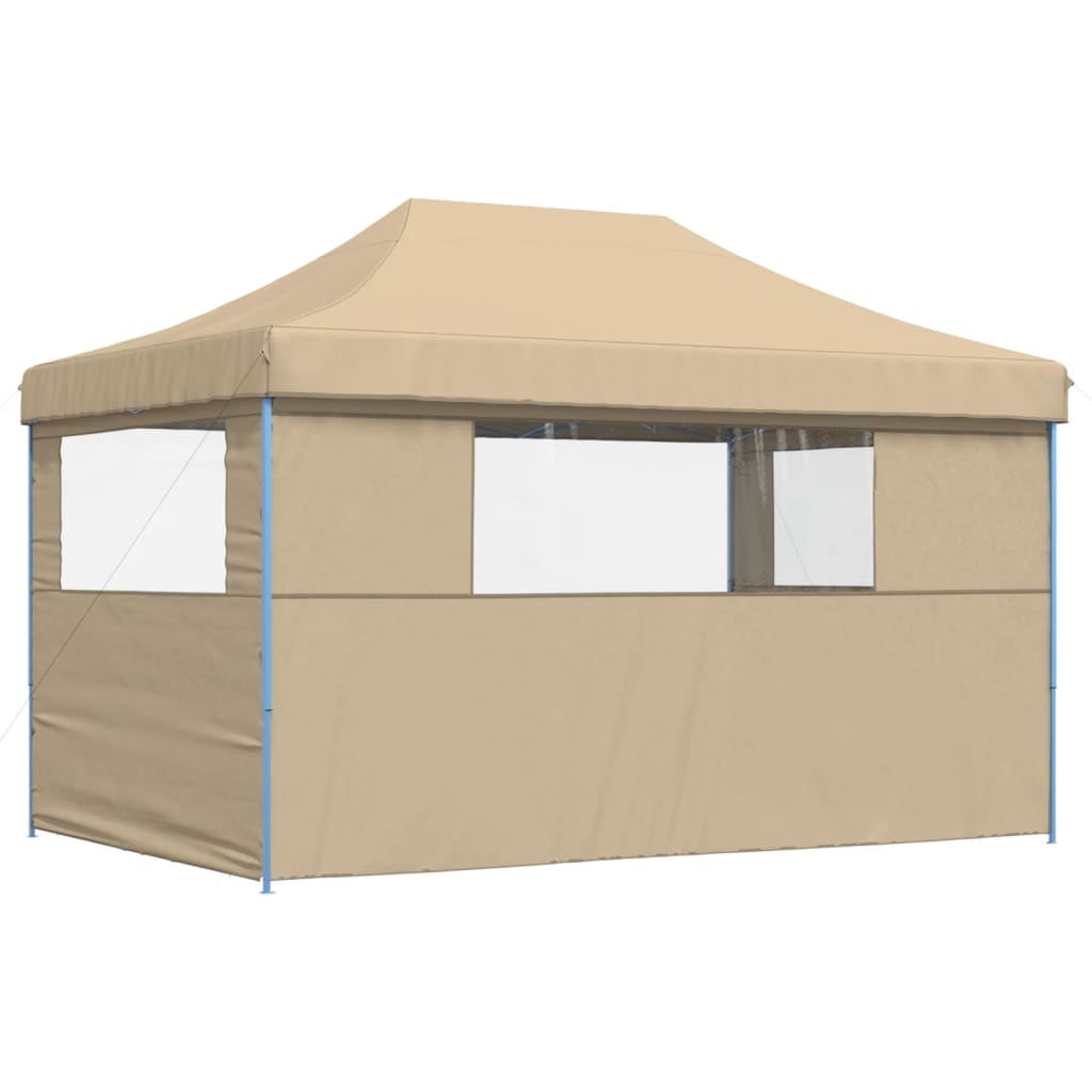 Sammenleggbart Partytelt Pop-Up Med 3 Sidevegger Beige