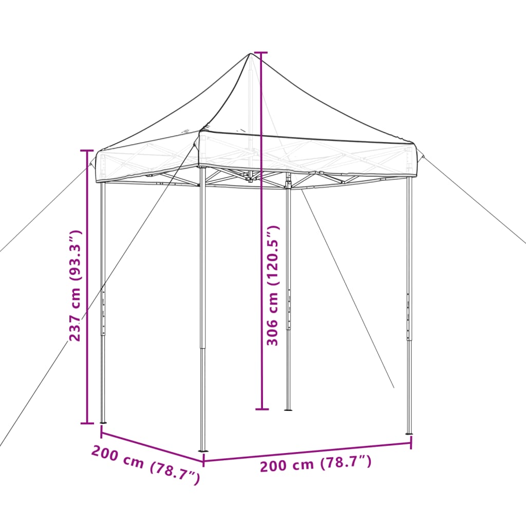 Sammenleggbart Partytelt Pop-Up Beige 200X200X306 Cm