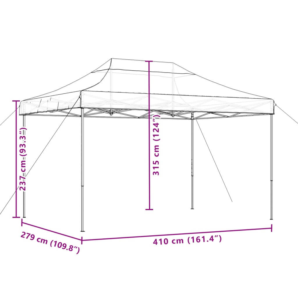 Sammenleggbart Partytelt Pop-Up Brun 410X279X315 Cm