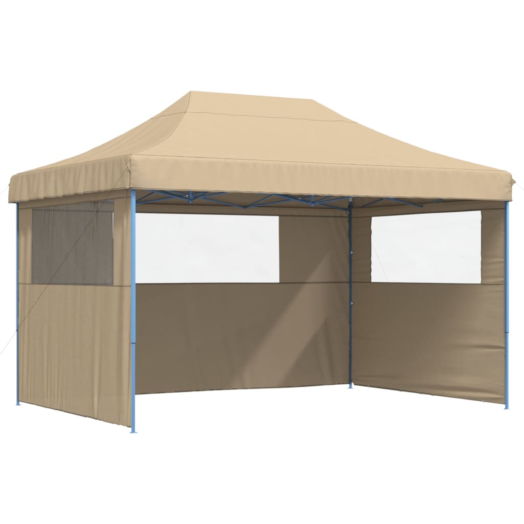 Sammenleggbart Partytelt Pop-Up Med 3 Sidevegger Beige