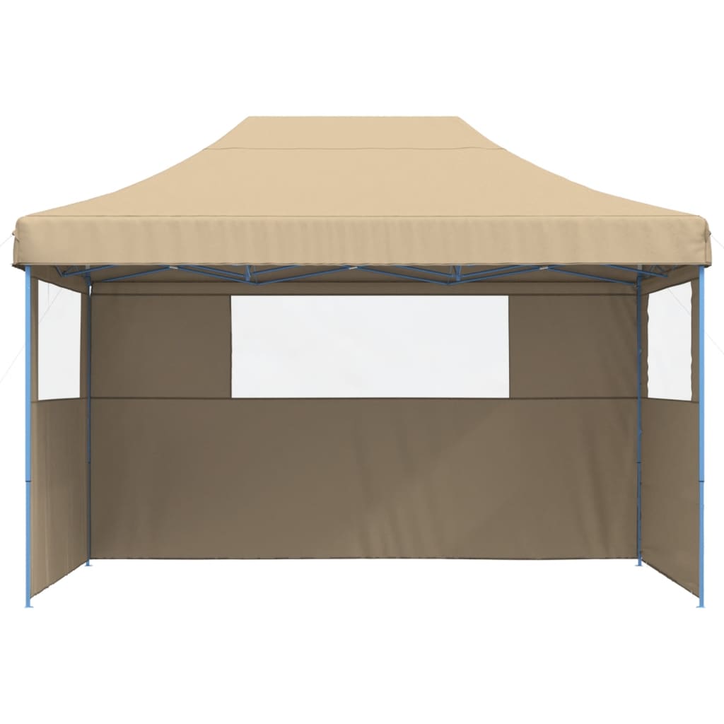 Sammenleggbart Partytelt Pop-Up Med 3 Sidevegger Beige