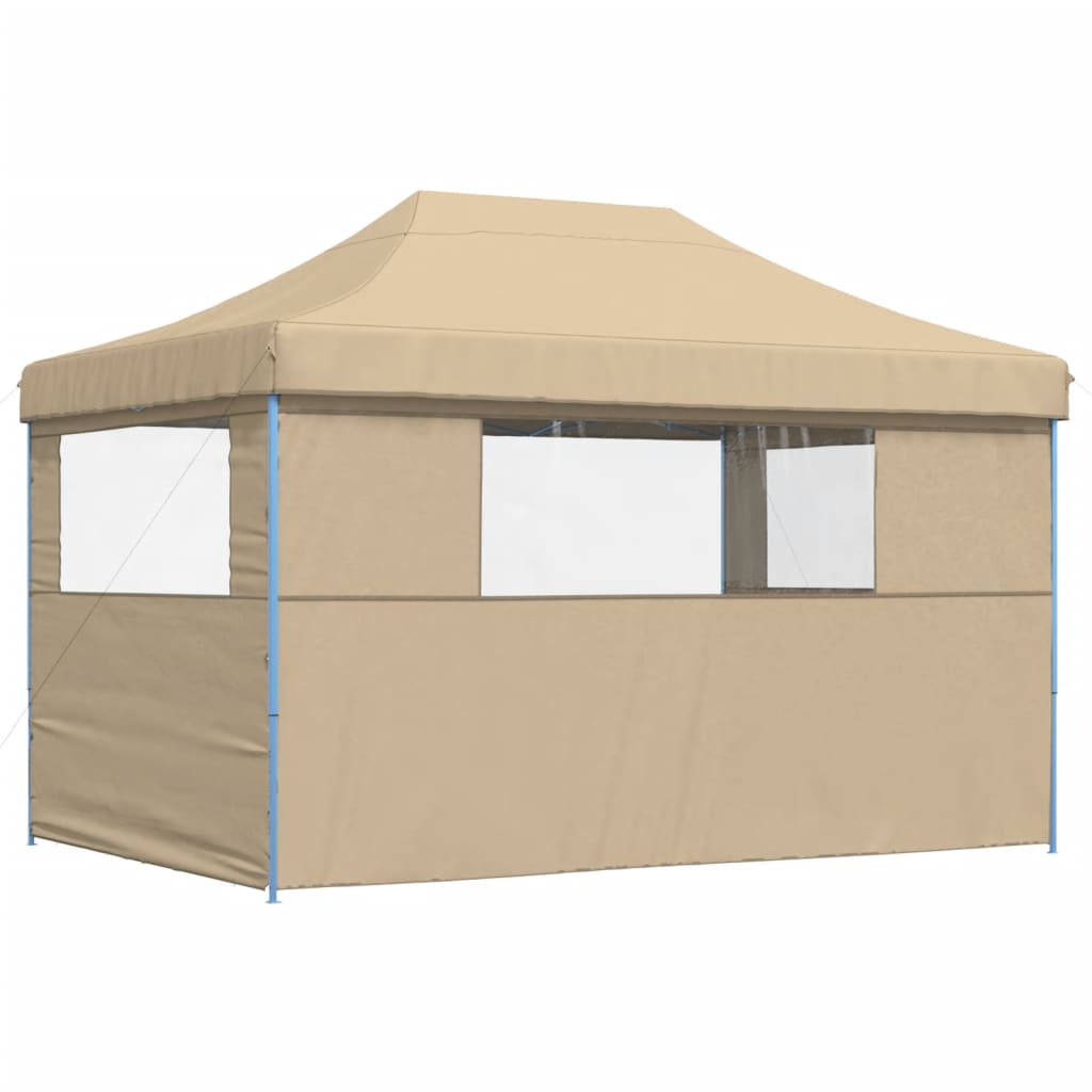 Sammenleggbart Partytelt Pop-Up Med 3 Sidevegger Beige