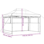 Sammenleggbart Partytelt Pop-Up Med 3 Sidevegger Beige
