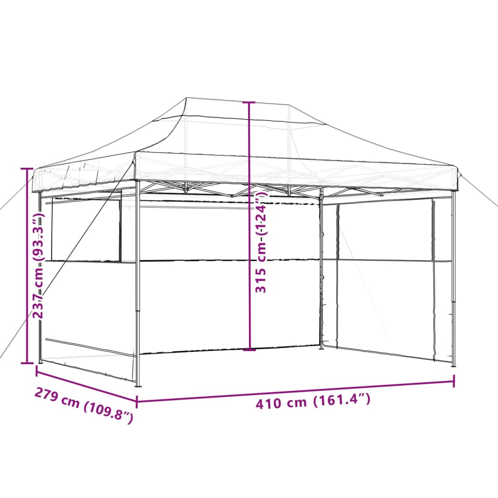 Sammenleggbart Partytelt Pop-Up Med 3 Sidevegger Beige