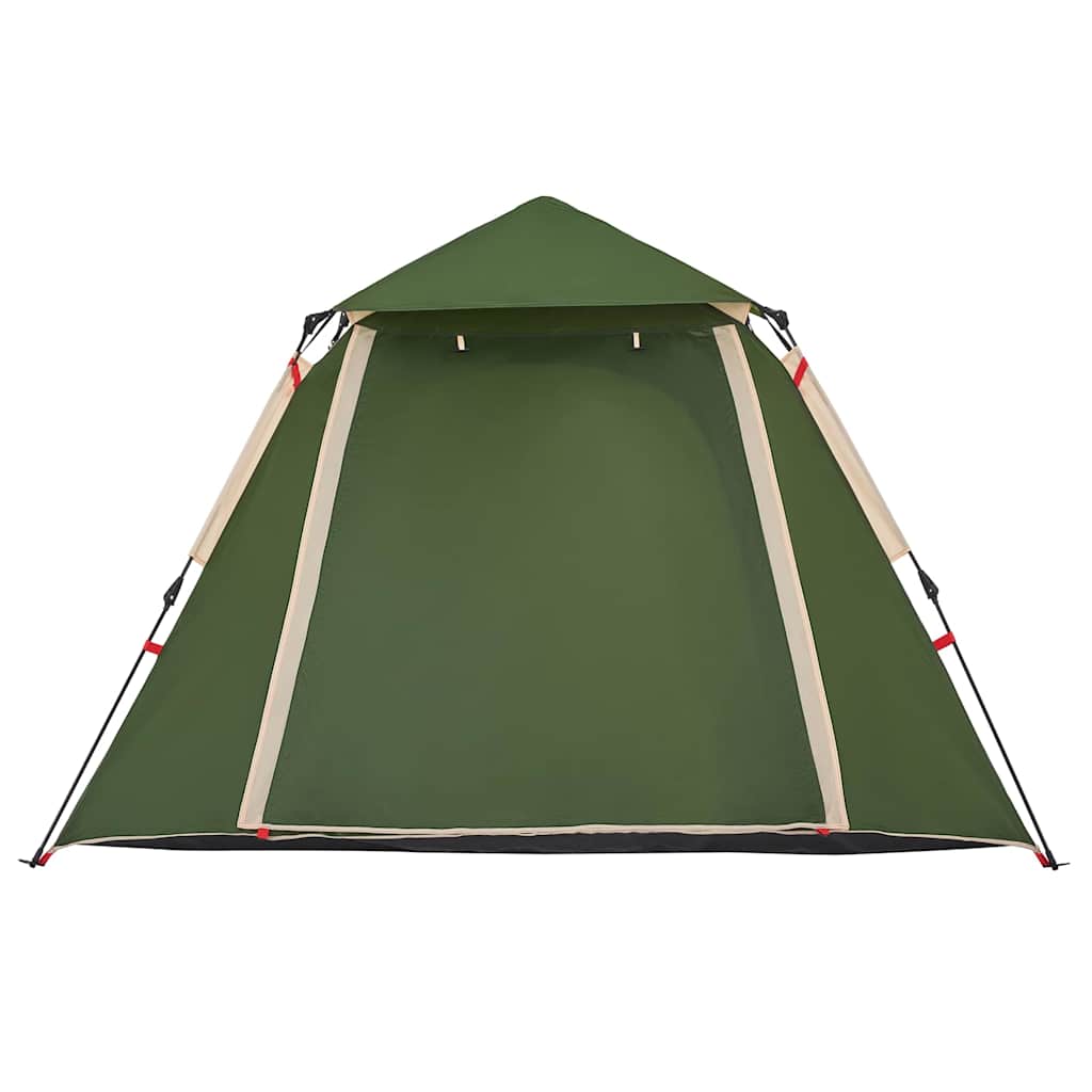 Kuppeltelt For Camping 4 Personer Grønn Hurtigutløser