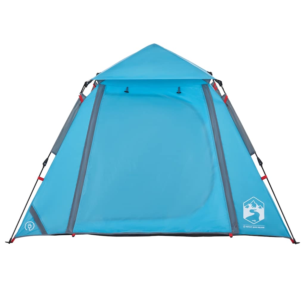 Kuppeltelt For Camping 4 Personer Blå Hurtigutløser