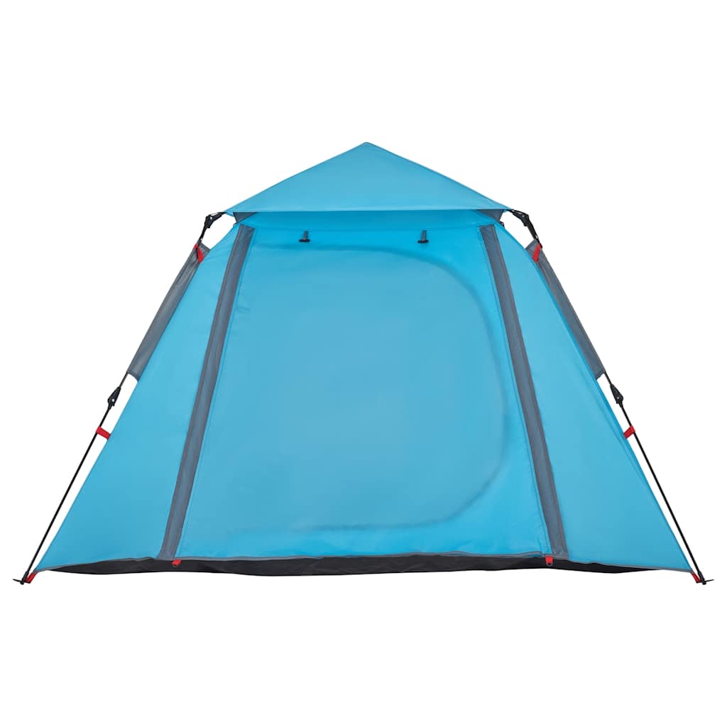Kuppeltelt For Camping 4 Personer Blå Hurtigutløser