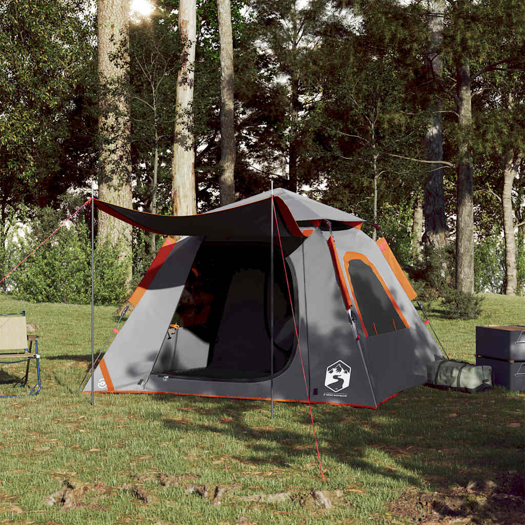 Campingtelt 3 Personer Grå Og Oransje Hurtigutløser