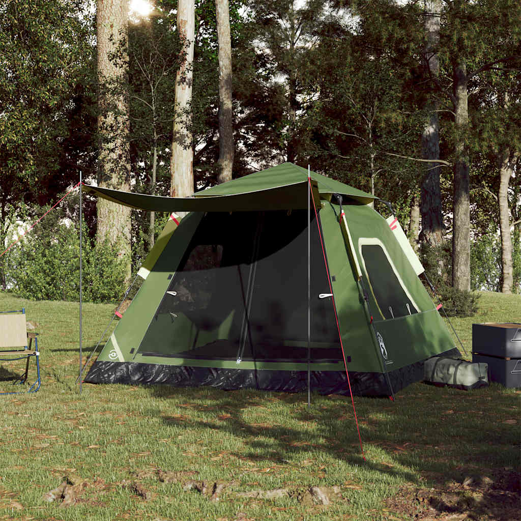 Kuppeltelt For Camping 5 Personer Grønn Hurtigutløser
