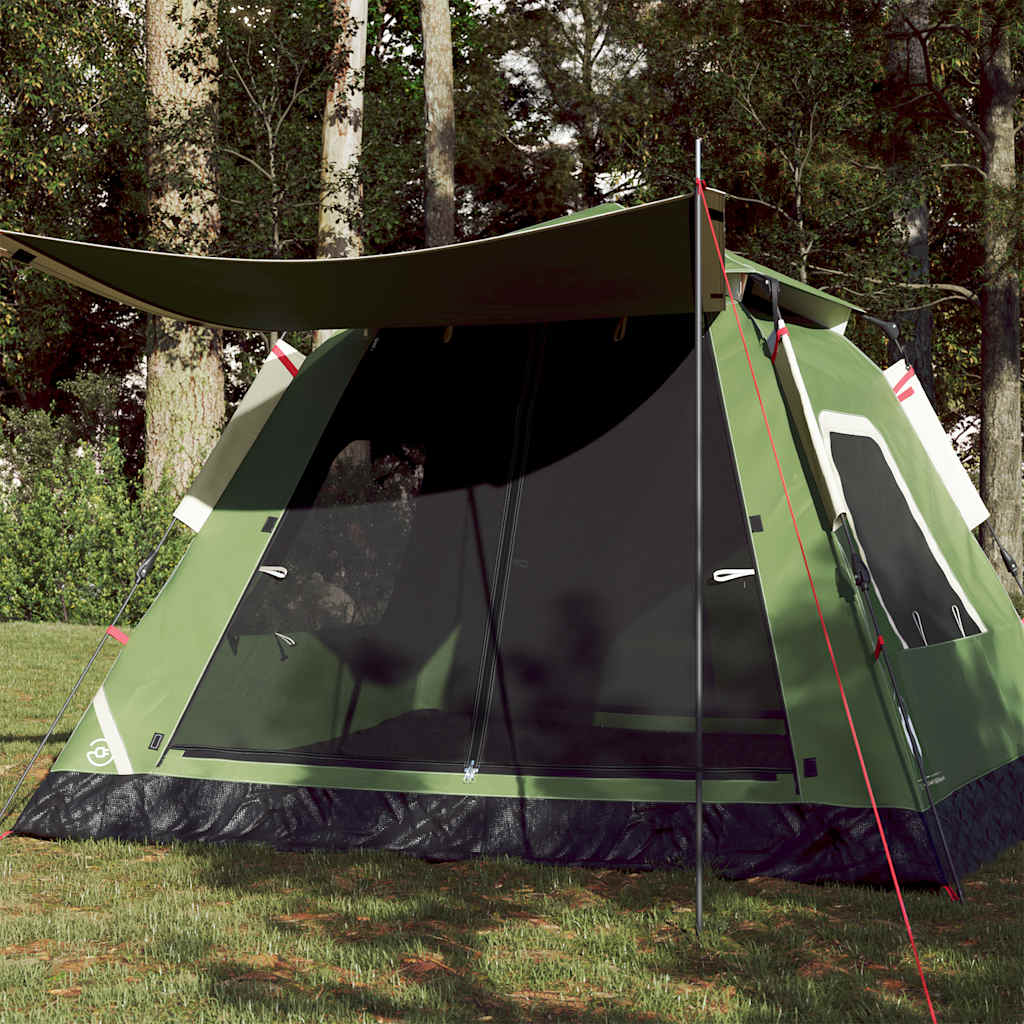 Kuppeltelt For Camping 5 Personer Grønn Hurtigutløser