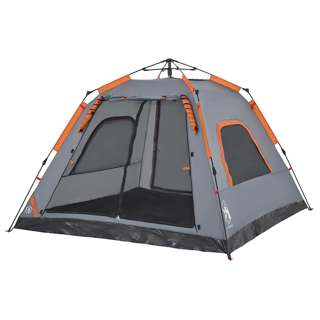 Campingtelt 5 Personer Grå Og Oransje Hurtigutløser