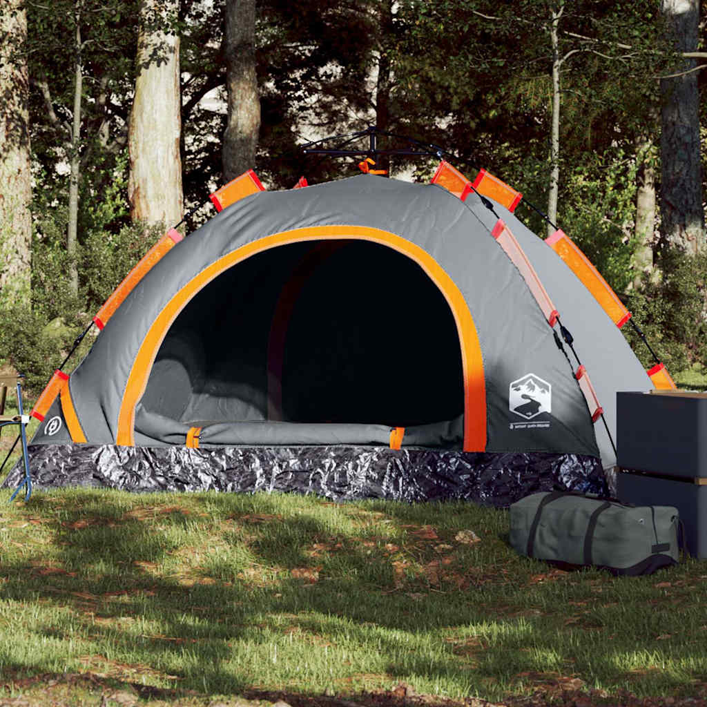 Campingtelt 2 Personer Grå Og Oransje Hurtigutløser