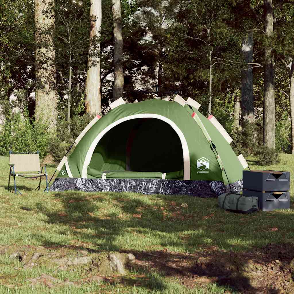 Campingtelt 3 Personer Grønn Hurtigutløser
