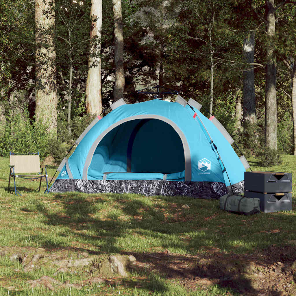 Campingtelt 3 Personer Blå Hurtigutløser