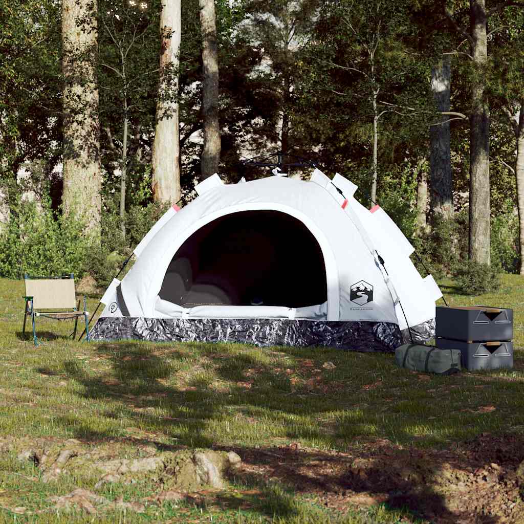 Campingtelt 4 Personer Hvit Blendingsstoff Hurtigutløser