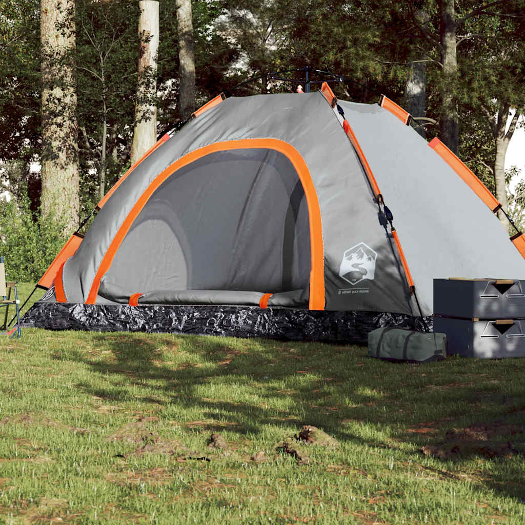 Campingtelt 5 Personer Grå Og Oransje Hurtigutløser