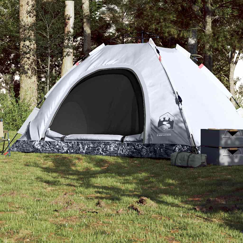 Campingtelt 5 Personer Hvit Blendingsstoff Hurtigutløser