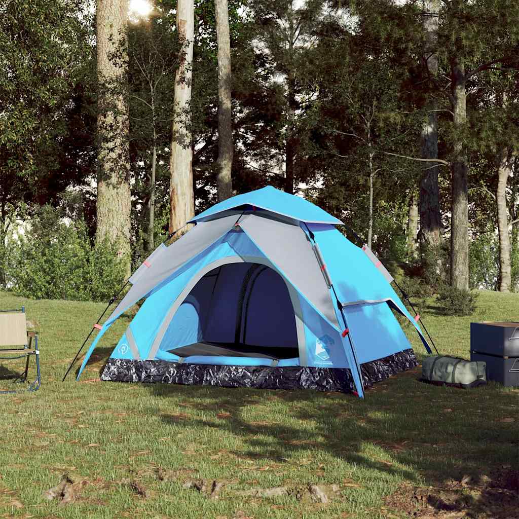 Campingtelt 3 Personer Blå Hurtigutløser