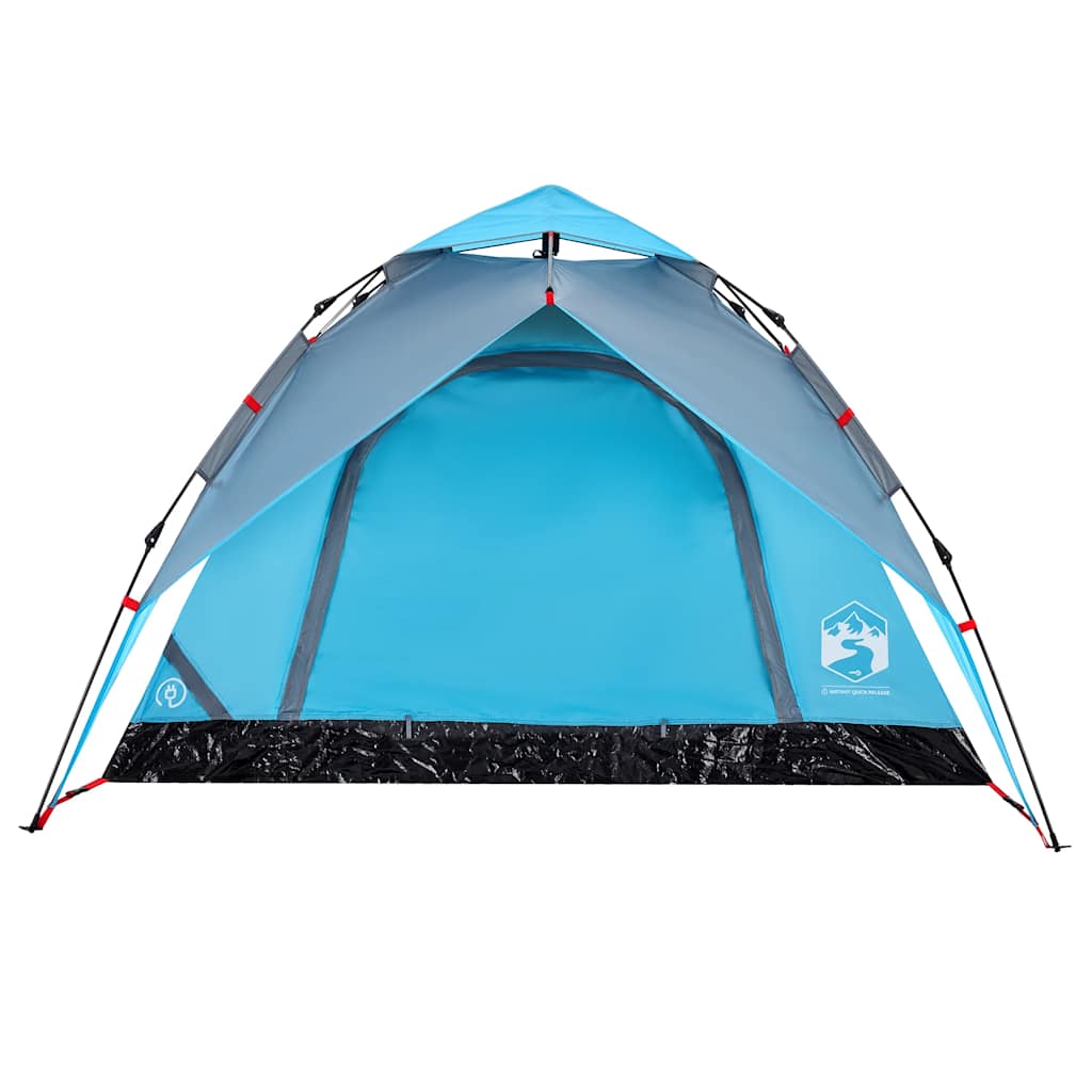 Kuppeltelt For Camping 4 Personer Blå Hurtigutløser