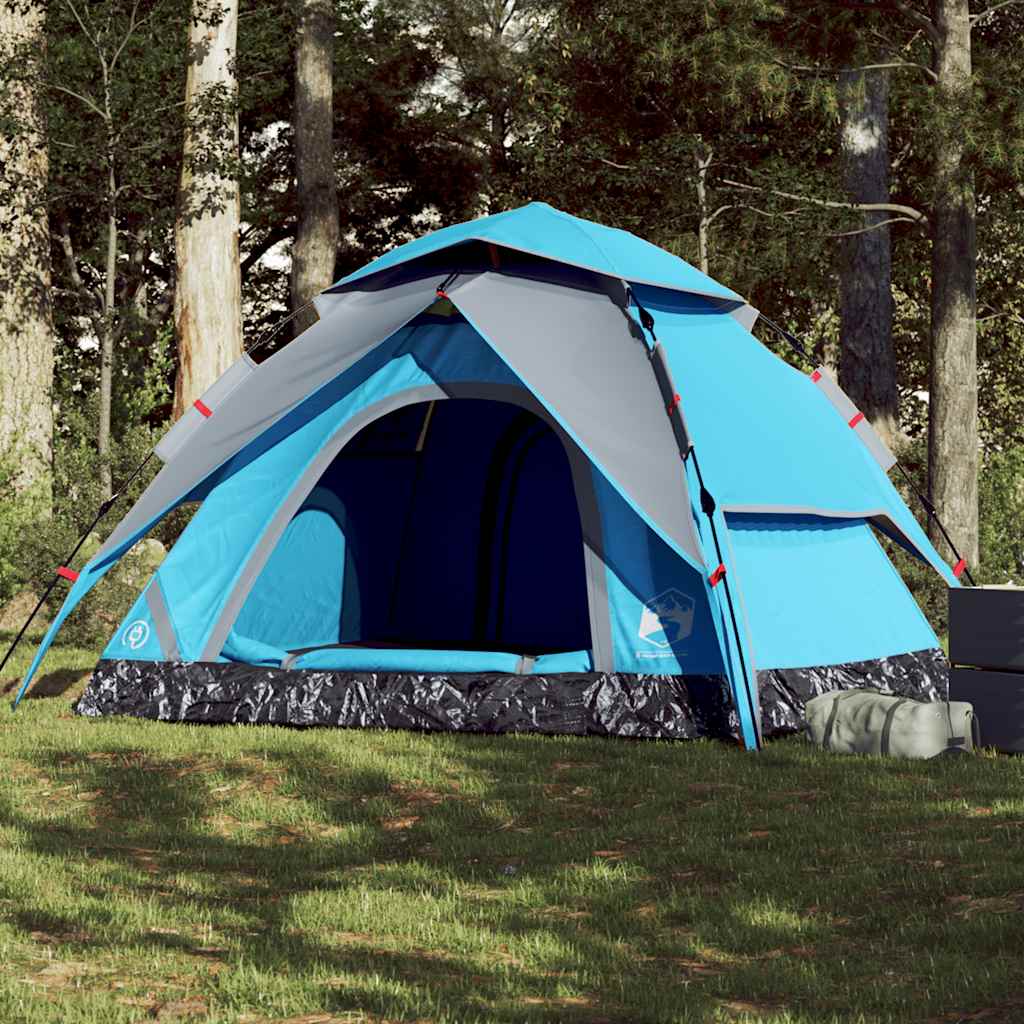 Campingtelt 3 Personer Blå Hurtigutløser