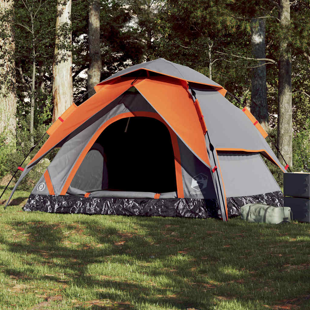 Campingtelt 5 Personer Grå Og Oransje Hurtigutløser